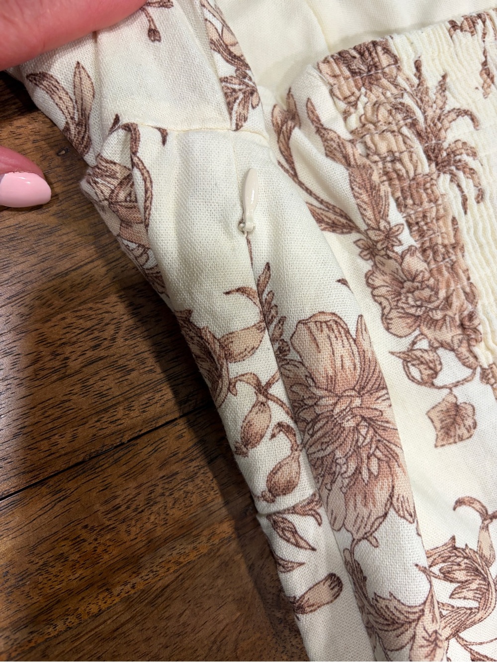 London Times Women’s Cream Maxi Dress with Brown Floral Print and Slit Sz 12 - Picture 6 of 14